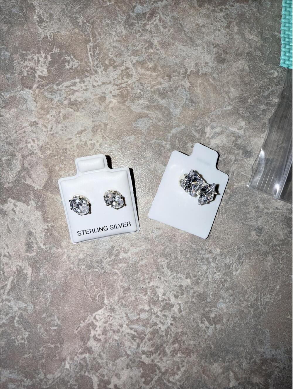 Sterling Silver Cubic Zirconia Stud Earrings Set